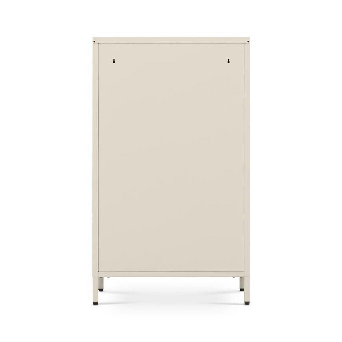 SCHUHSCHRANK RUBEN aus beigefarbenem Metall im Industriestil mit 2 Klappen und 1 Schublade - Beige, Metall (60/101.5/30cm) - Sicaan