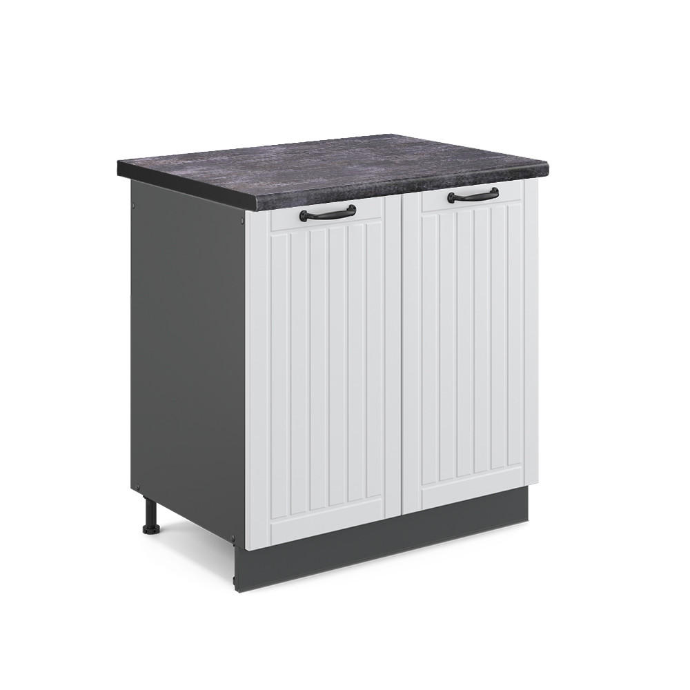 SPÜLENUNTERSCHRANK Fame-Line Weiß Landhaus 80 cm, AP Anthrazit - Anthrazit/Weiß, Holzwerkstoff (80/82/60cm) - Vicco