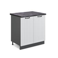 SPÜLENUNTERSCHRANK Fame-Line Weiß Landhaus 80 cm, AP Anthrazit - Anthrazit/Weiß, Holzwerkstoff (80/82/60cm) - Vicco