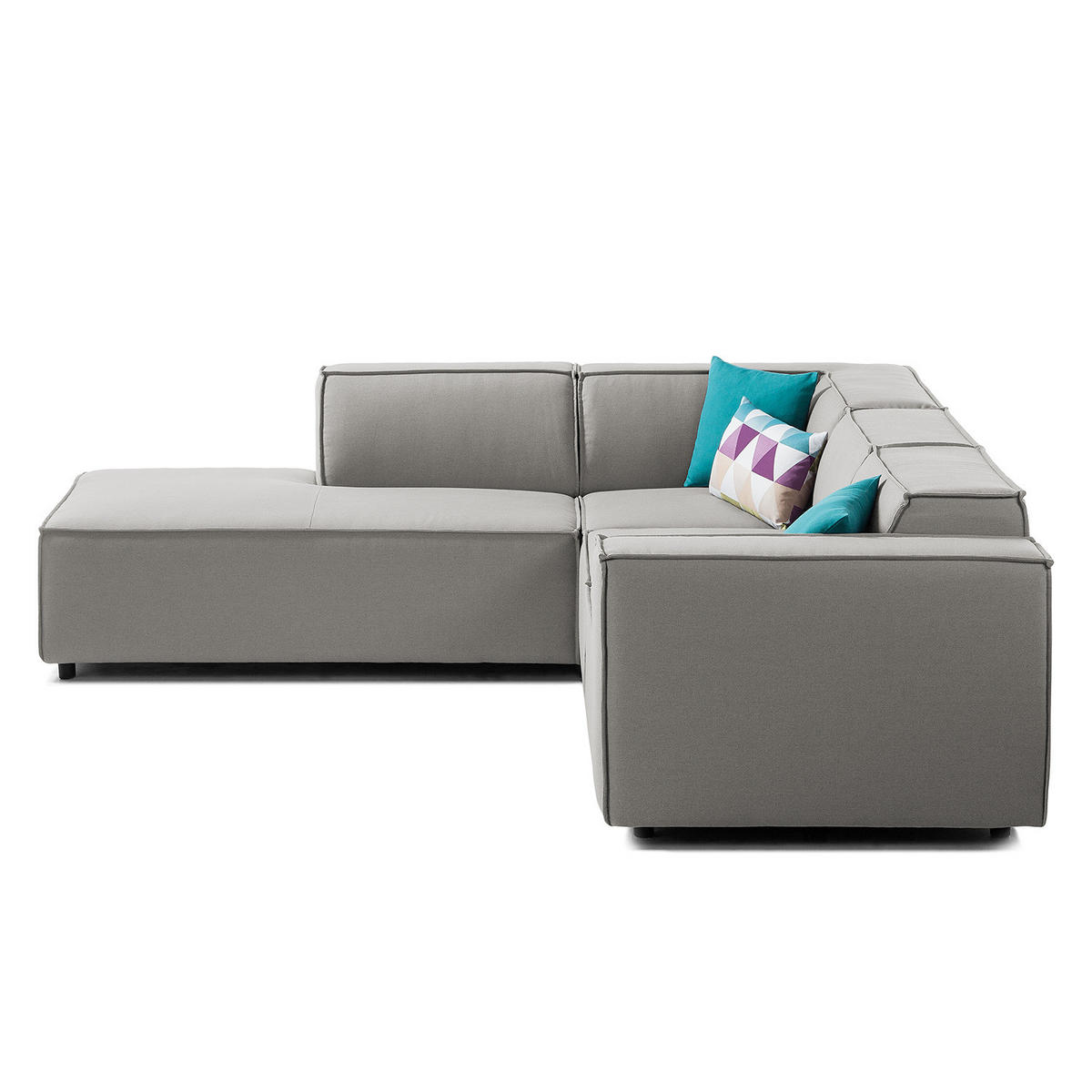 ECKSOFA mit Ottomane - Graubraun/Schwarz, Kunststoff/Textil (260/234cm) - home24