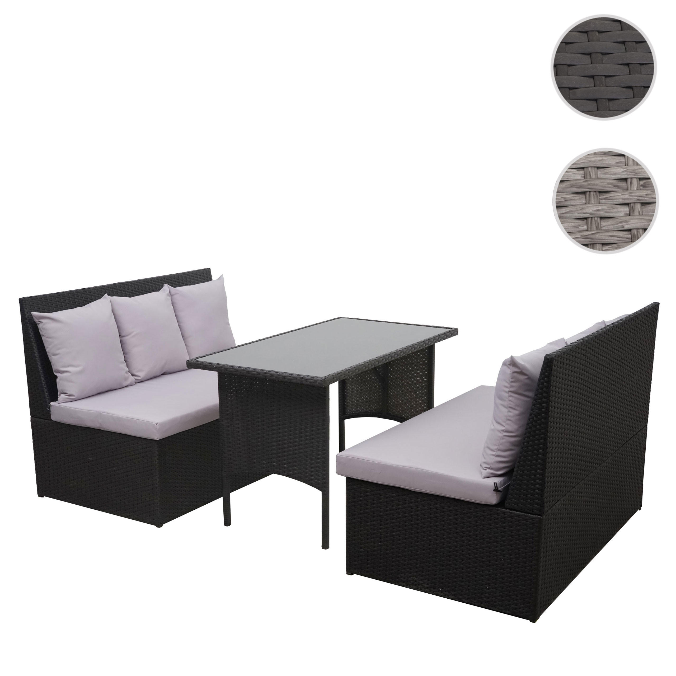 POLY-RATTAN GARNITUR Schwarz - Schwarz, Kunststoff - MCW