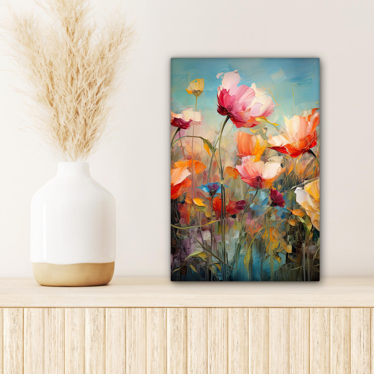 LEINWANDBILD Blumen - Aquarell - Kunst - Botanisch - Natur 20x30 cm - Orange, Textil (20/30cm) - MuchoWow