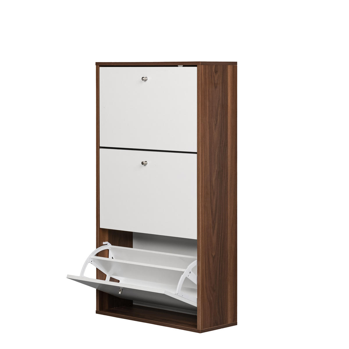 SCHUHSCHRANK Braun weiß - Braun/Weiß, Holz (63/113/24cm) - Urban Meuble