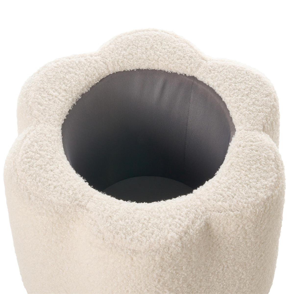 POUF mit Stauraum Bouclé Cremeweiß Blume Flower - Gelb/Creme, Textil (40/38/40cm) - Beliani