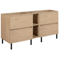 BADEZIMMERSCHRANK 140 cm (2 X 60 + 20) + Möbelfüße, Farbe: helle Eiche, 140 x 46 x 80,7 cm - Eichefarben, Holzwerkstoff (140/80.7/46cm) - 3XE LIVING