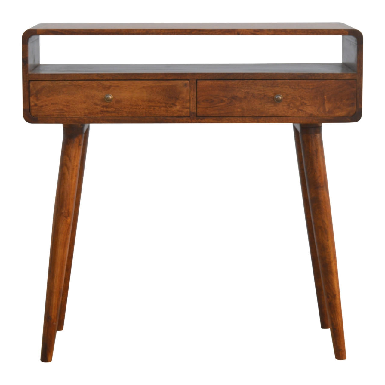 KONSOLENTISCH im Kastanienholz-Finish - Messingfarben/Braun, Holz/Metall (35/90/90cm) - Artisan Furniture