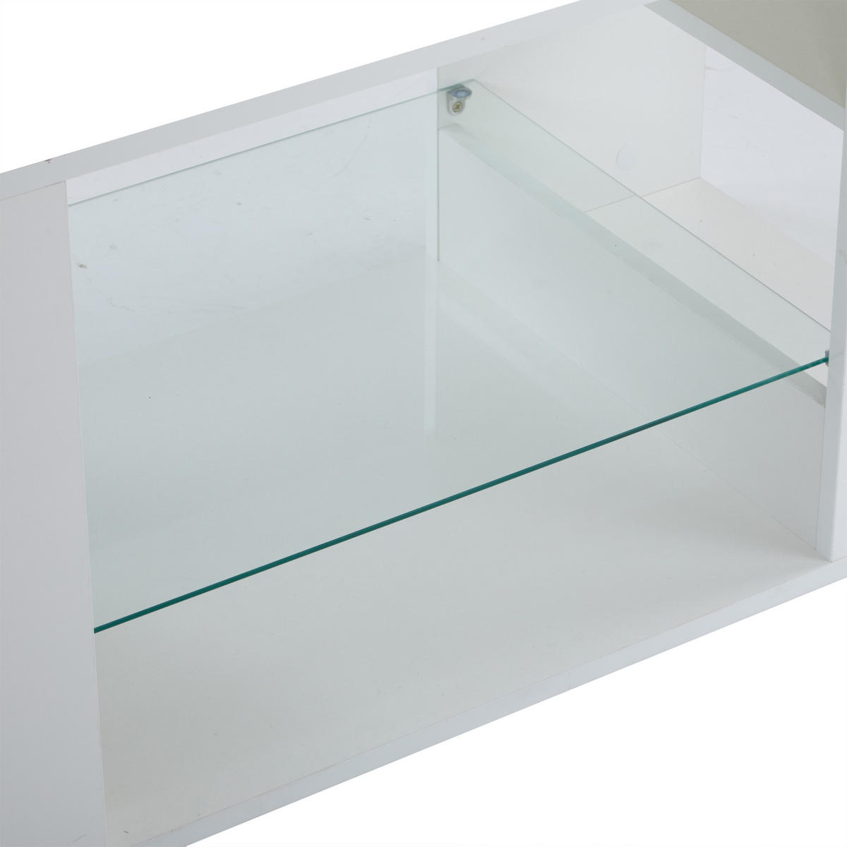 COUCHTISCH 96/45/45 cm hochglänzend mit LED-Beleuchtung und Glasplatte - Weiß, Holzwerkstoff (45/45/96cm) - OKWISH