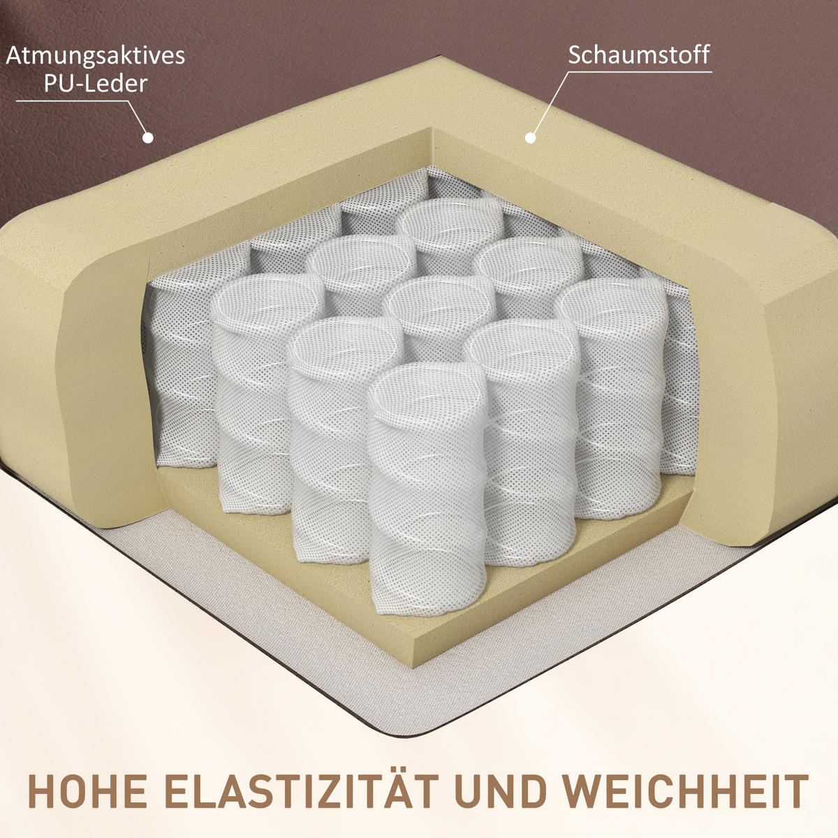 MASSAGESESSEL, Kunstleder, Holz, Braun - Braun, Kunststoff/Metall (99/99/94cm) - HOMCOM