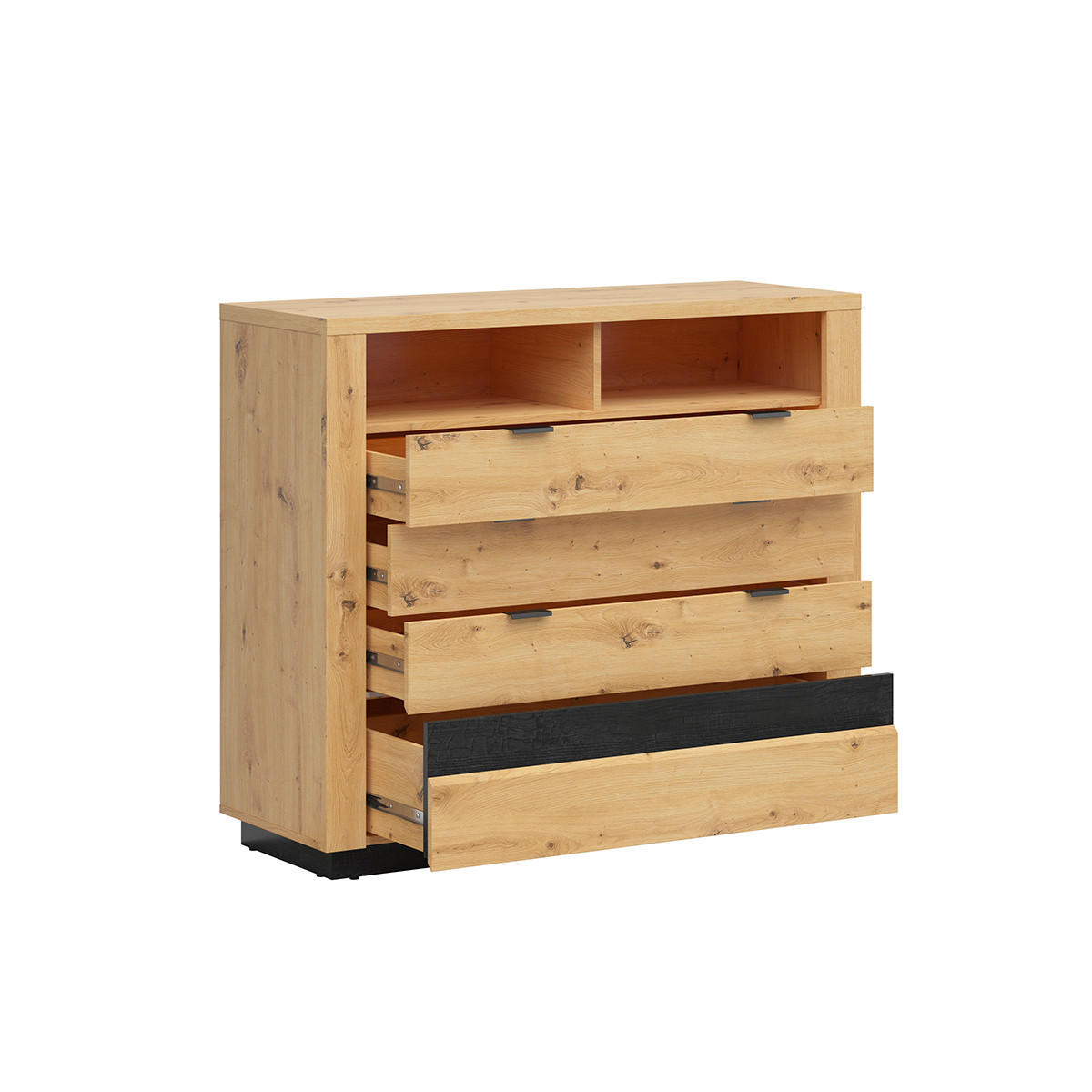 KOMODA Glenn Dřevo a černá - černá, kompozitní dřevo (116/101/42cm) - Petits-meubles