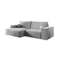 ECKSOFA NEPTUN 255/148 in Cord Hellgrau links - Hellgrau, Holz/Holzwerkstoff (255/148cm) - Deine Möbel 24
