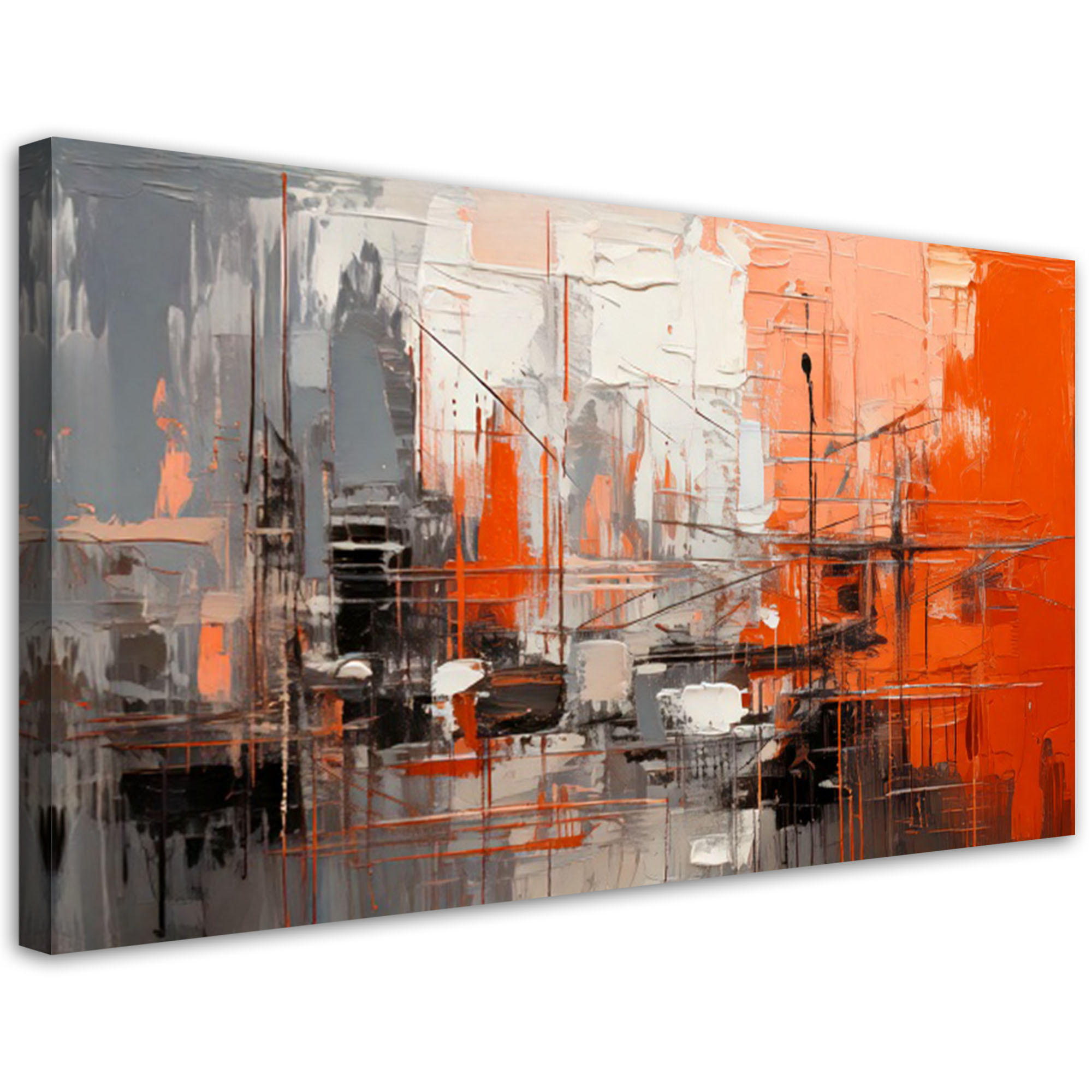 LEINWANDBILD Abstraktion Grau Urban 120x60cm - Orange, Textil (120/60cm) - Feeby