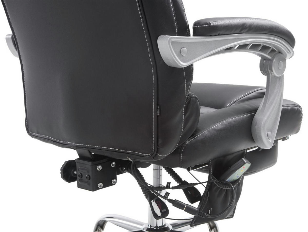 BÜROSTUHL Pacira, Kunstleder mit Massagefunktion Schwarz - Schwarz, Textil/Metall (68/127/64cm) - TPFLiving