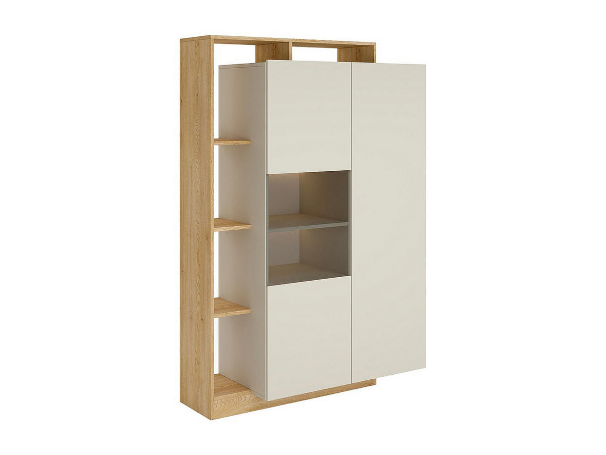 VITRINENSCHRANK - 110 x 43.6 - holz - beige, naturfarben hell Idesia - Beige/Naturfarben, Glas/Holz (110/165.2/43.6cm) - Vente-Unique