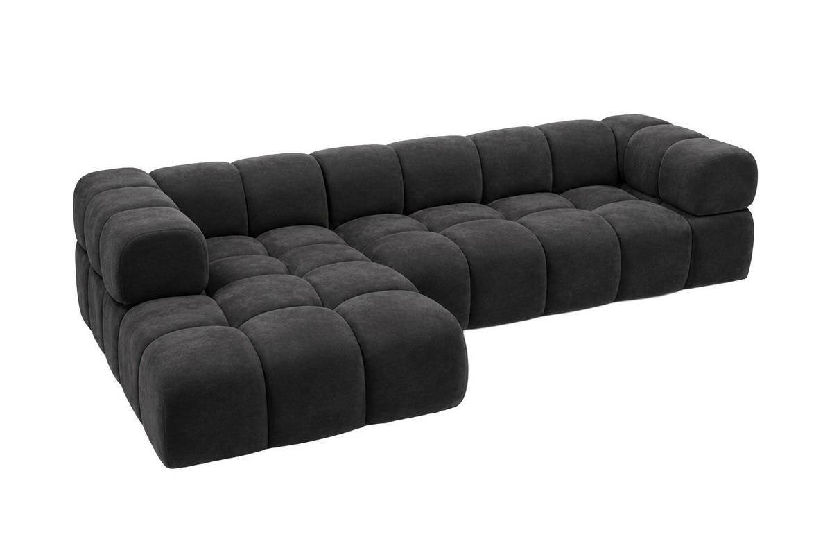 ROHOVÁ SEDAČKA ve tvaru L, velurová tkanina Bluvel, Černá, Levá strana, Averro XL - černá, dřevo (320/150cm) - Kaiser Möbel