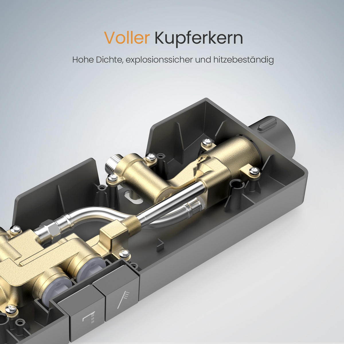 ÜBERKOPFBRAUSESET mit Thermostat Drei Wasserauslassmethoden Anthrazit - Anthrazit, Metall (10.5/66.5/39.5cm) - EMKE