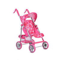 PUPPENWAGEN Stars 9351 pink faltbar, Rückenlehne, Schiebegriffe verstellbar, 100% Polyester - Rosa, Metall (34/65/43cm) - Moni