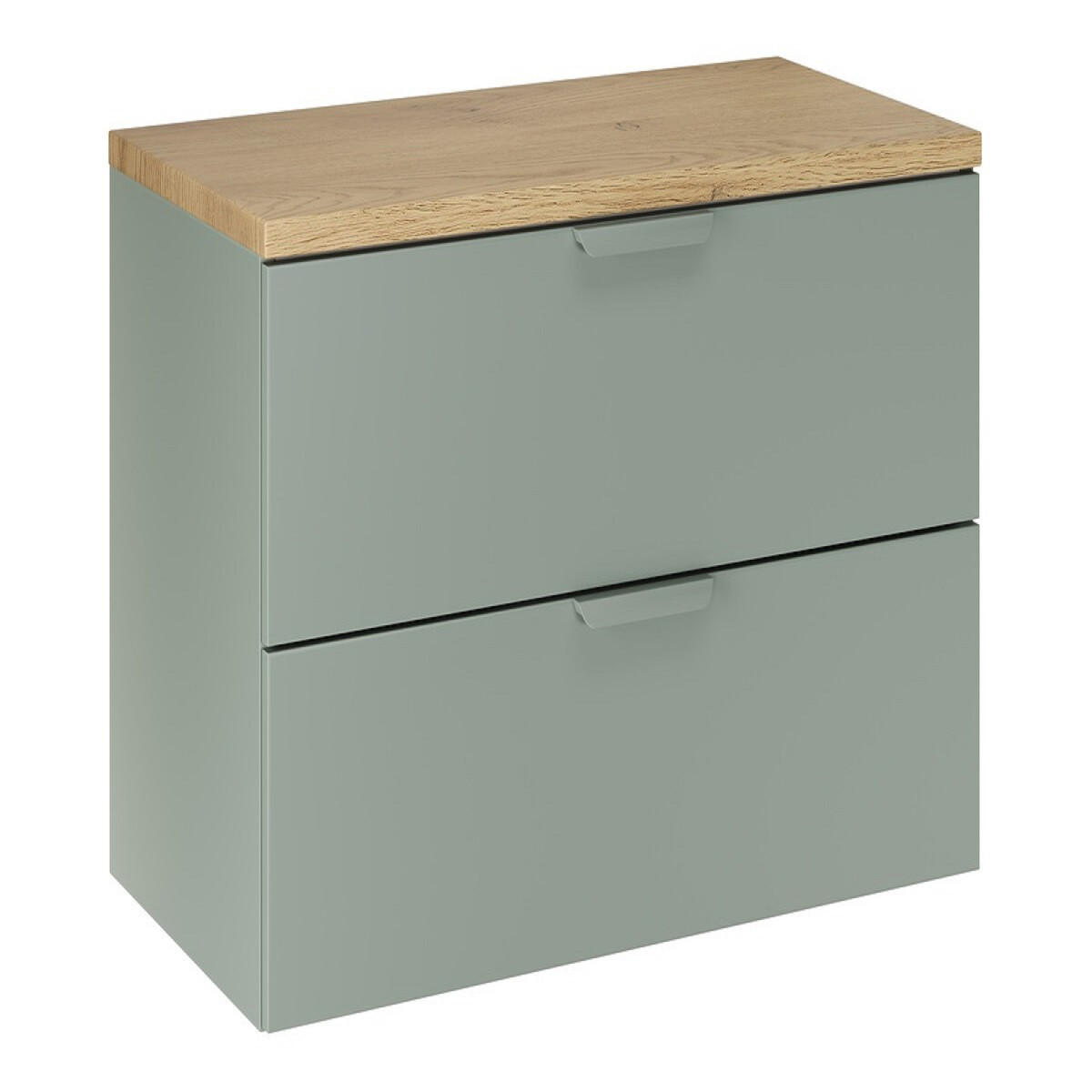 WASCHBECKENUNTERSCHRANK 80 cm 2Teile - Aster Green A BM415 in Grün Matt / Cremona-Eiche - Grün, Holz (80/52/46cm)