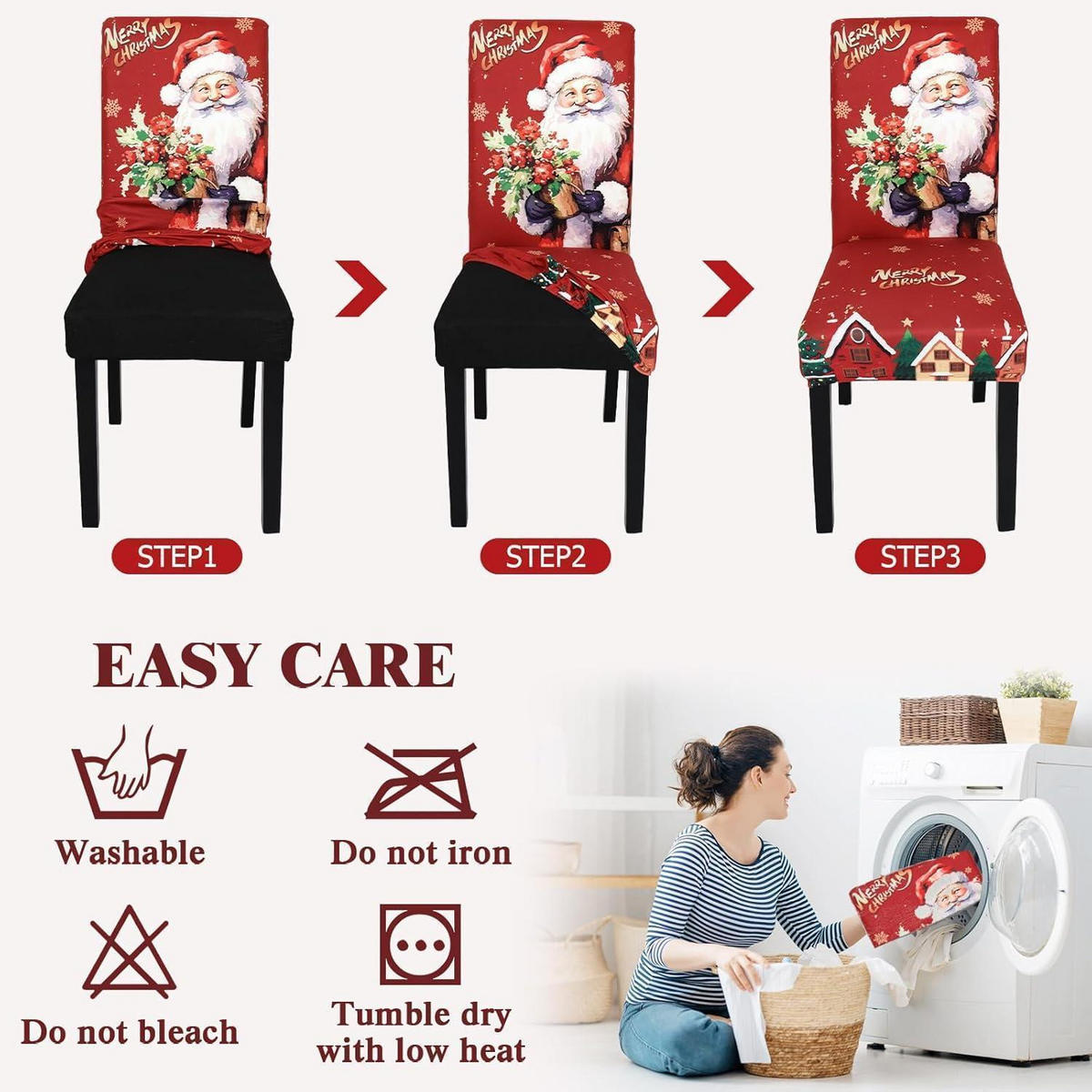 STUHLHUSSEN Weihnachten 6er Set Rot - Rot, Textil (20/26cm)