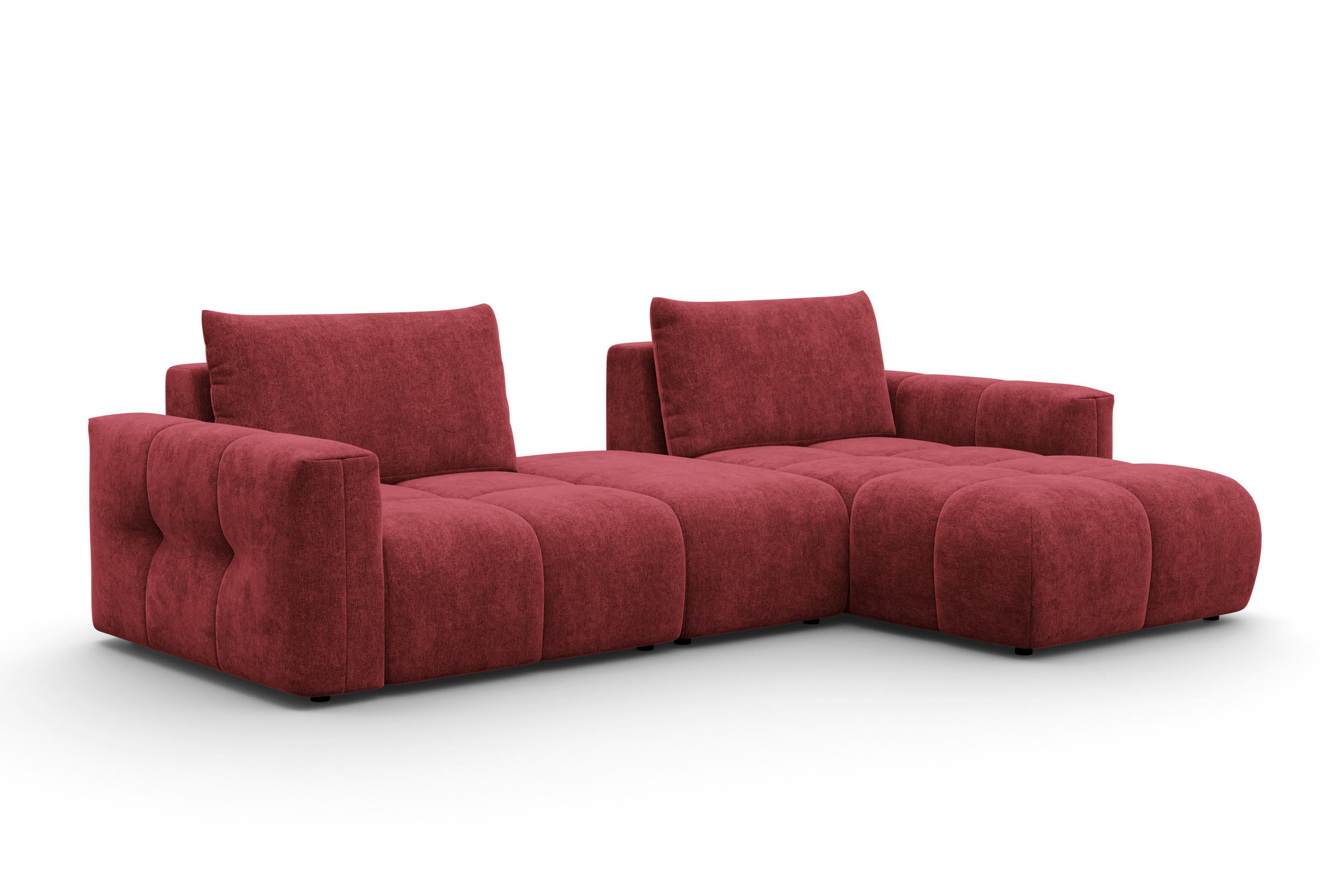 ECKSOFA VERONA 4-Sitzer RECHTS, Dunkelrot - Schwarz/Dunkelrot, Holz/Textil (282/173cm) - Courtois Laville