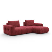 ECKSOFA VERONA 4-Sitzer RECHTS, Dunkelrot - Schwarz/Dunkelrot, Holz/Textil (282/173cm) - Courtois Laville