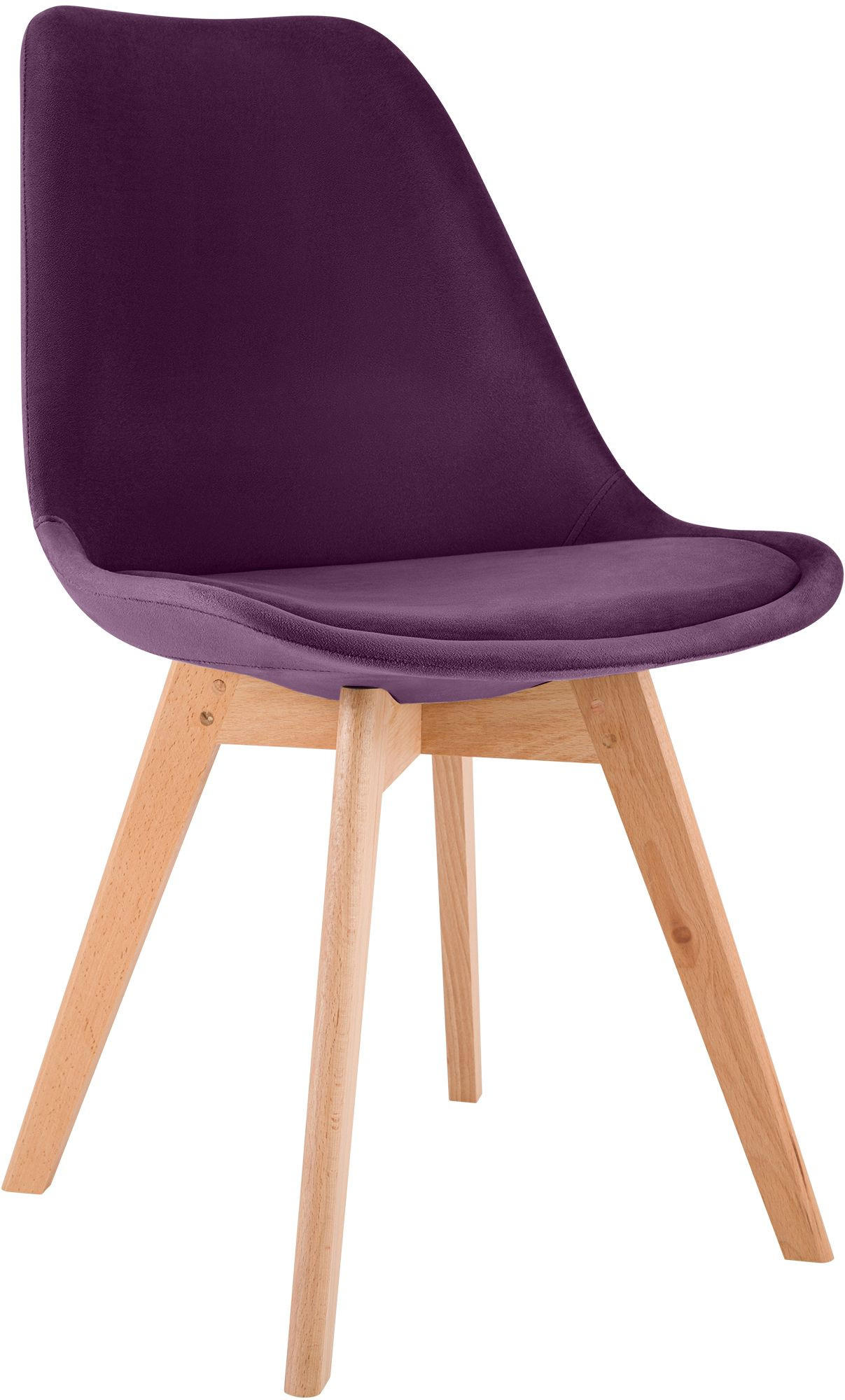 STUHL Samt Lila - Eukalyptusholzfarben/Lila, Holz/Textil (49/83/50cm) - CLP