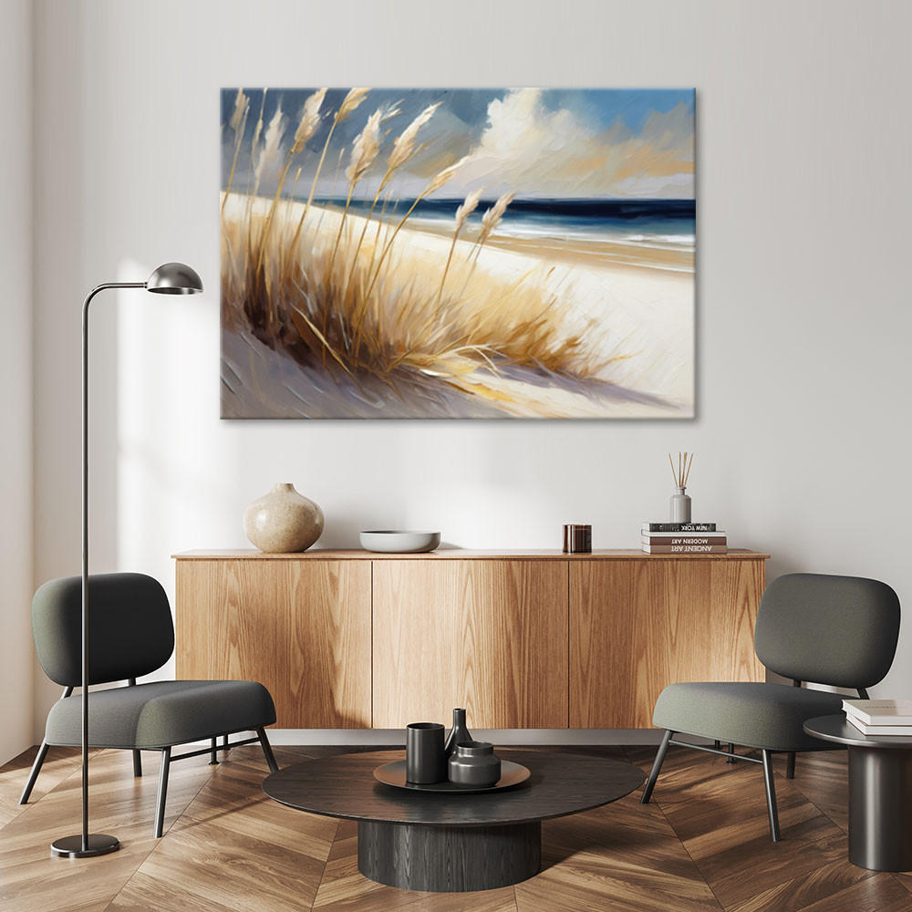LEINWANDBILD Strand Seedünen Landschaft 100x70cm - Gelb, Textil (100/70cm) - Feeby