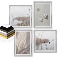 WANDBILDER 4er Set - 50x50 cm & 40x60 cm Silberner Rahmen - Nahaufnahmen der Struktur im Boho-Stil - Silberfarben, Kunststoff (50/50cm) - ArtPrintCave
