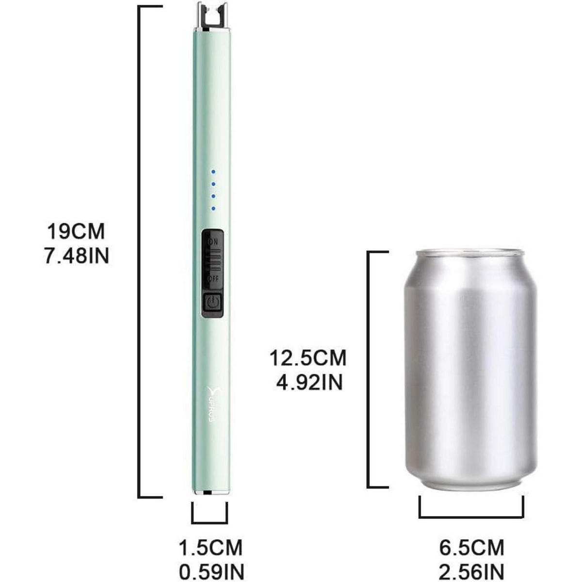 ELEKTRISCHES Feuerzeug Lichtbogen winddicht wiederaufladbar Grün - Hellgrün, Kunststoff (1.6/1.2/19.2cm)