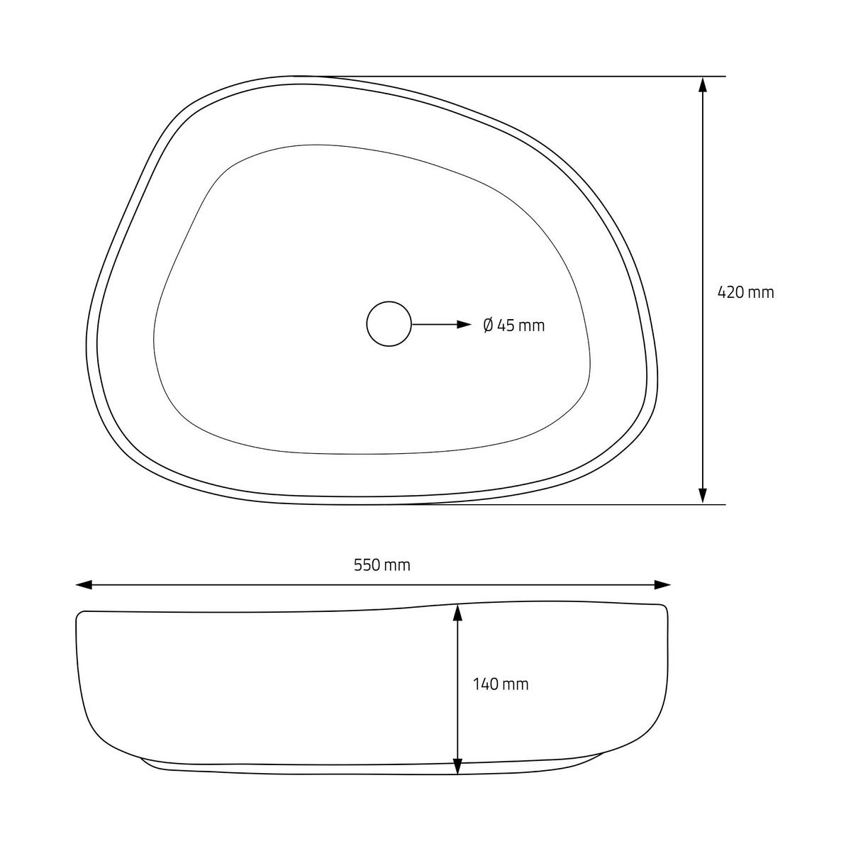 WASCHBECKEN - Schwarz, Keramik (42/14/55cm) - ML-DESIGN