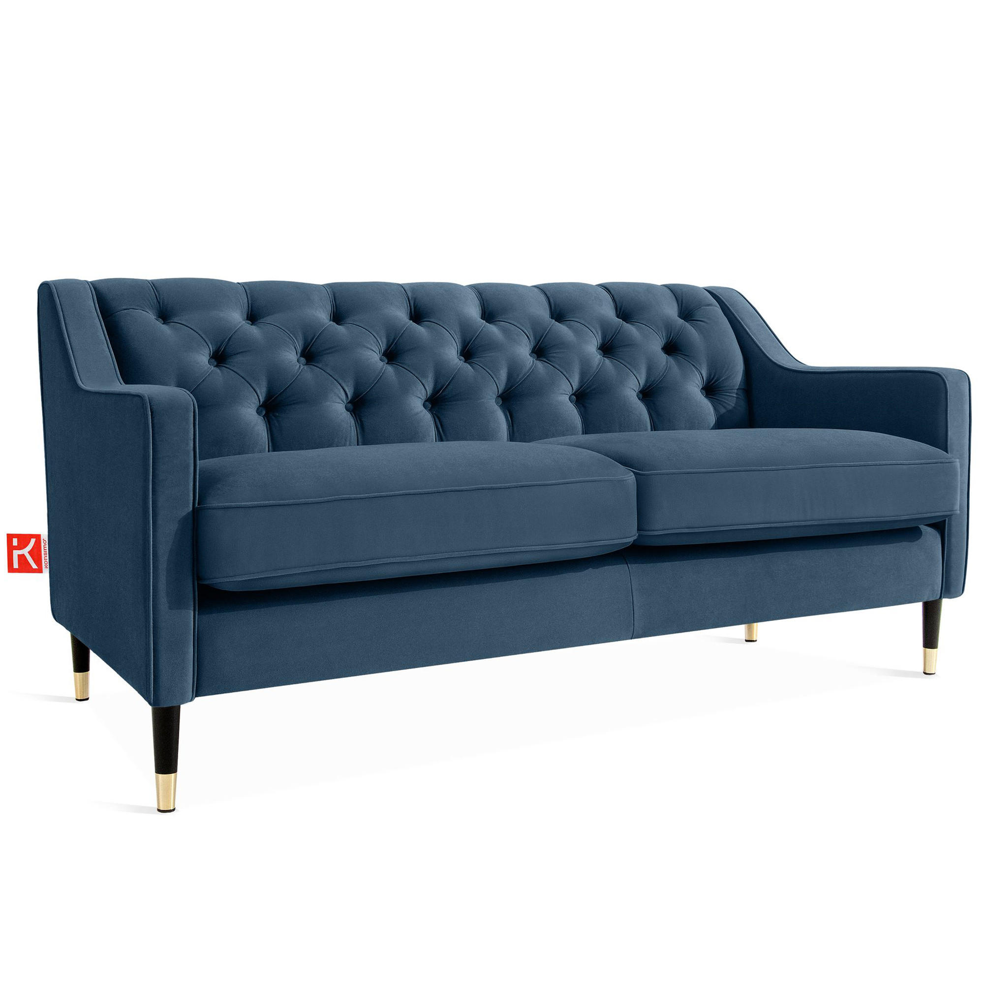 2-SITZER-SOFA NOMUS gesteppt, Blau - Wengefarben/Blau, Holzwerkstoff (170/78/80cm) - KONSIMO®