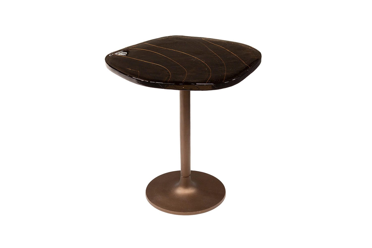 BEISTELLTISCH DARI Braun Glas - Braun/Kupferfarben, Glas/Metall (53/42/50cm) - KAWOLA