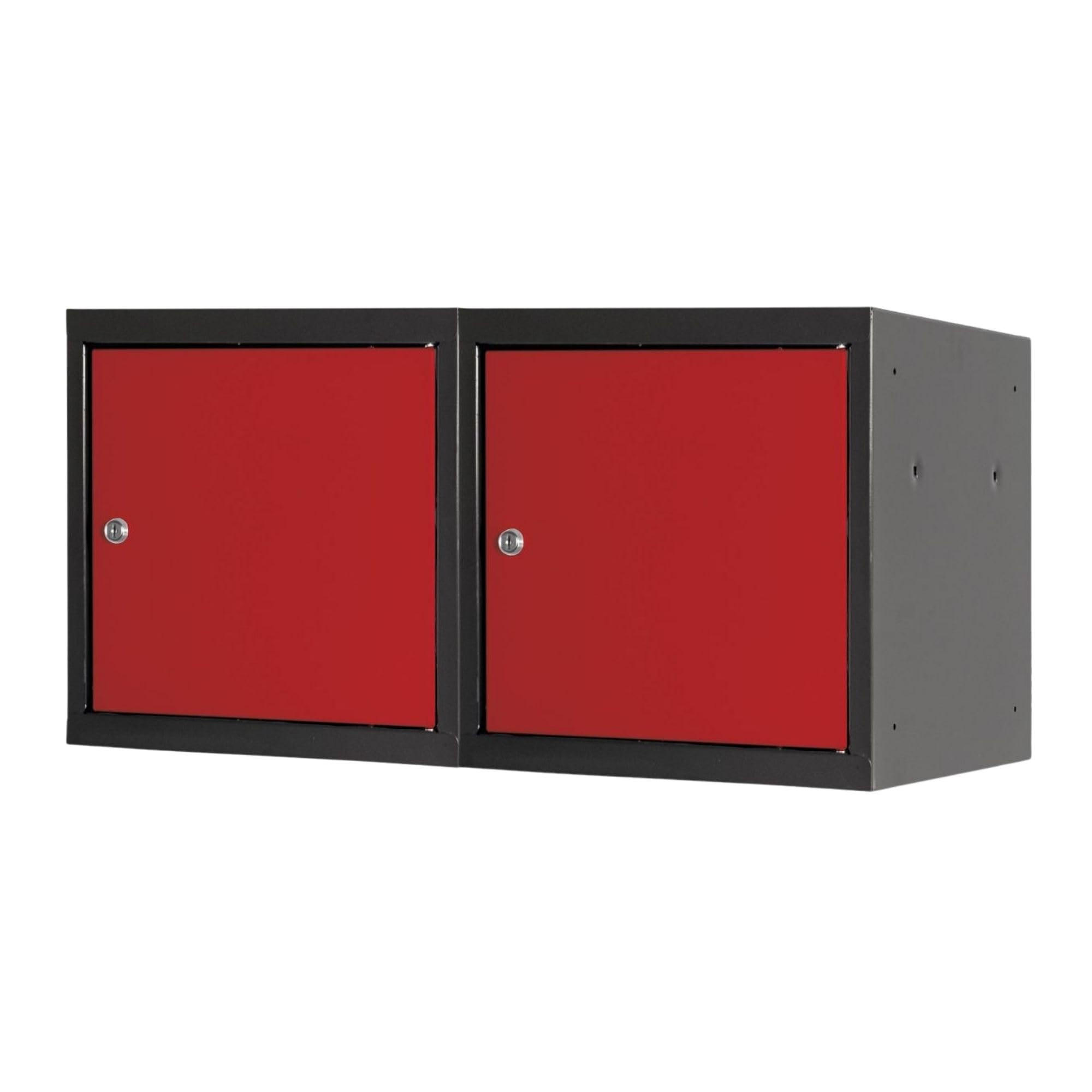 SCHLIESSFACHWÜRFEL 2x Blocky mit Zylinderschloss + 2 Schlüssel 40x40x40cm Anthrazit/Verkehrsrot - Anthrazit/Rot, Metall (40/40/40cm) - PROREGAL