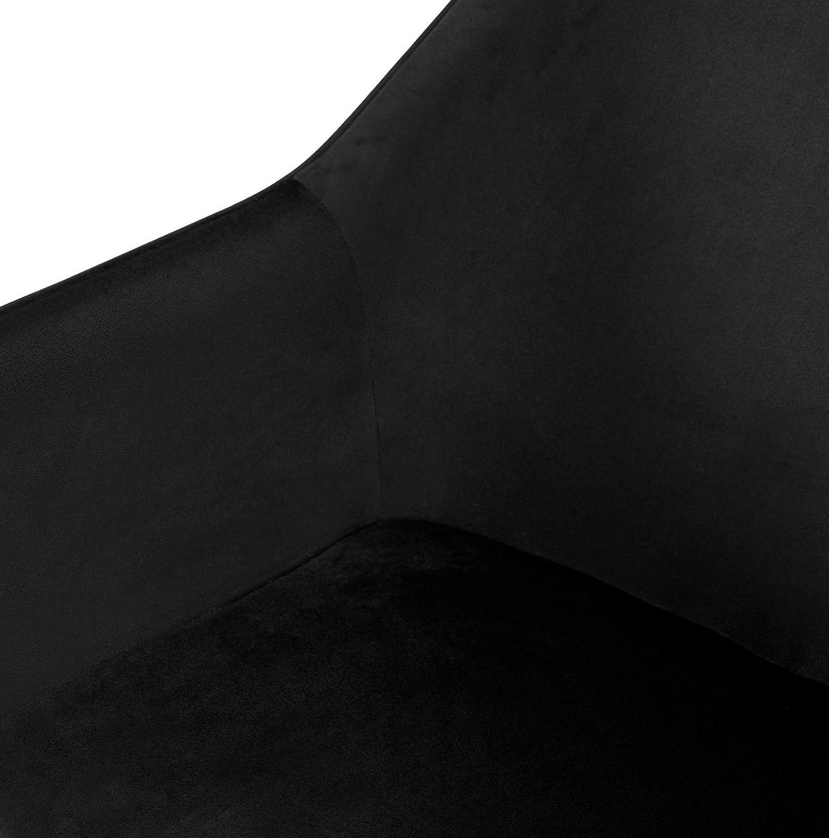 ARMLEHNENSTUHL Samt Schwarz - Schwarz, Textil/Metall (52/82/63cm) - CLP