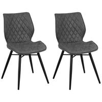 ÉTKEZŐSZÉK 2 darabos Szett Kárpit Szürke Lisle - szürke, textil/fém (44/86/56cm) - Beliani