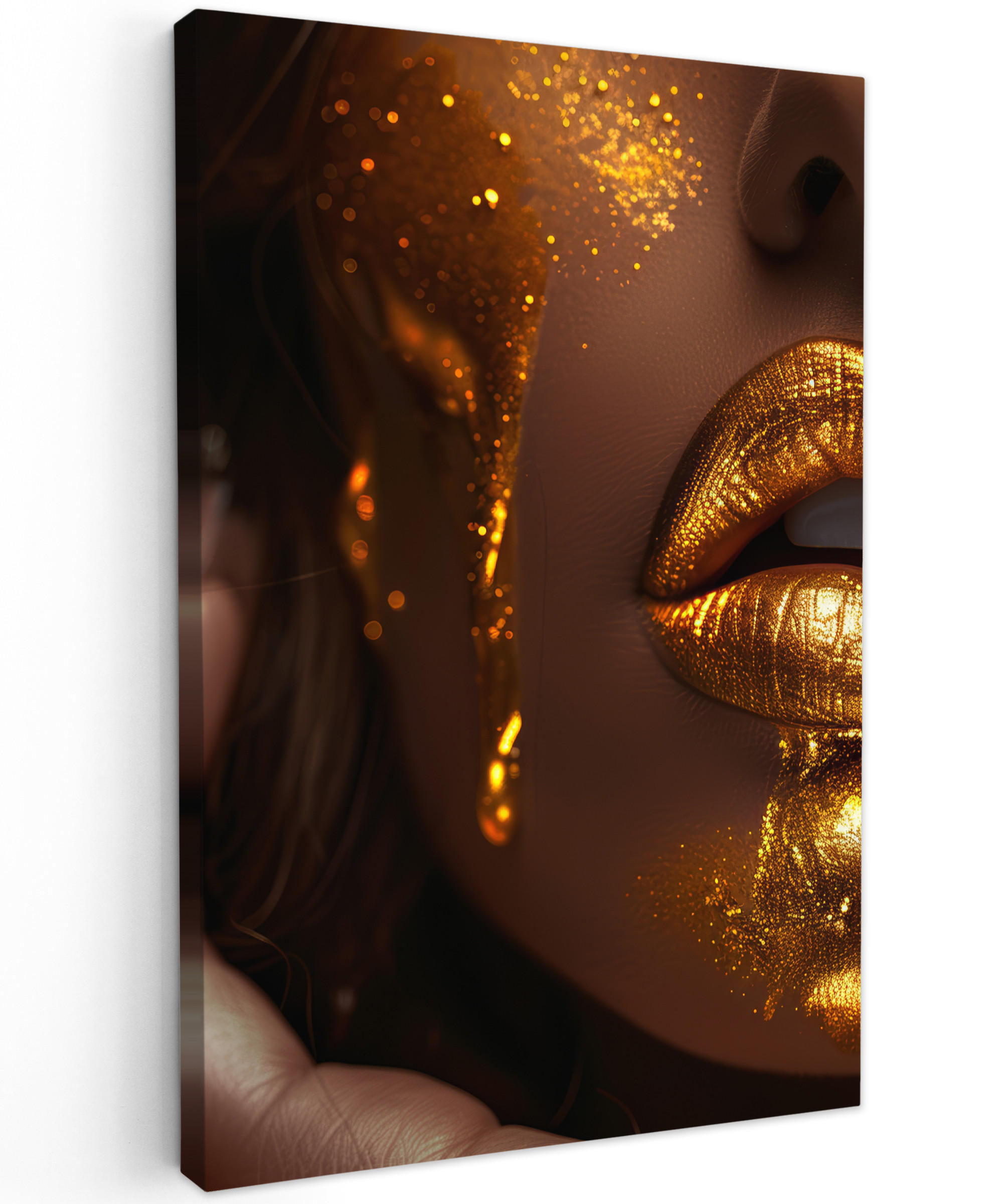LEINWANDBILD Frau - Gold - Luxus - Porträt 90x140 cm - Goldfarben, Textil (90/140cm) - MuchoWow