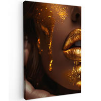 LEINWANDBILD Frau - Gold - Luxus - Porträt 40x60 cm - Goldfarben, Textil (40/60cm) - MuchoWow