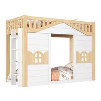 ETAGENBETT Hausbett 90x200cm Holz Kinderbett Weiß Natur - Weiß, Holz - FLIEKS