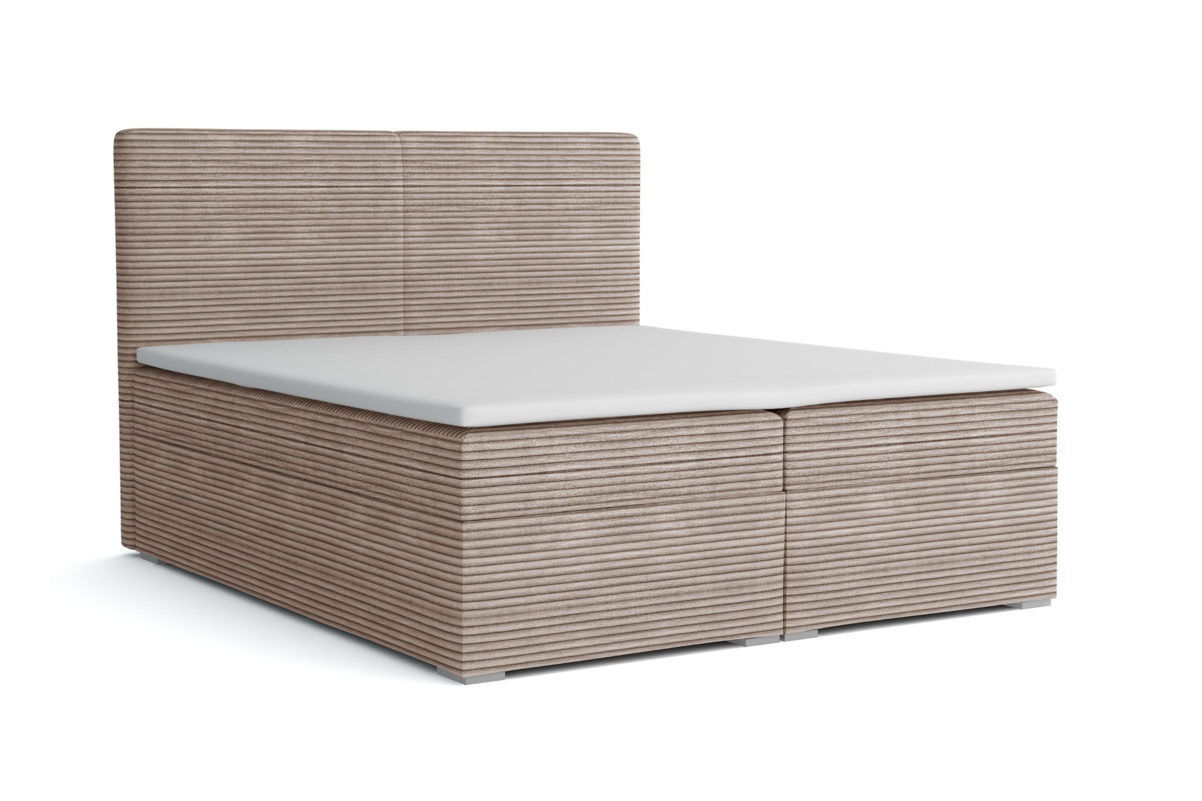 BOXBETT LOFT III 180/200 Cord Beige mit Taschen-Federkernmatratzen 7 Zonen H4 - Beige, Holz/Holzwerkstoff (180/200cm) - Deine Möbel 24