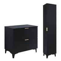WASCHTISCHUNTERSCHRANK 80.4cm Cléa 2er-Set Schwarz - Schwarz, Holzwerkstoff (80.4/62.6/48.5cm) - Petits-meubles