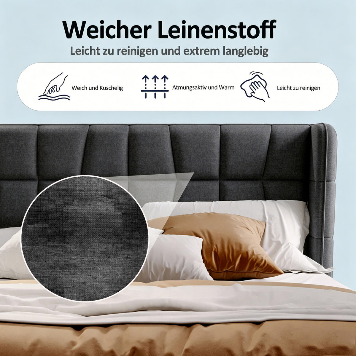 POLSTERBETT 180/200 cm aus Stoff mit Stauraum und Lattenrost Grau - Grau, Textil (180/200cm) - Modenvie