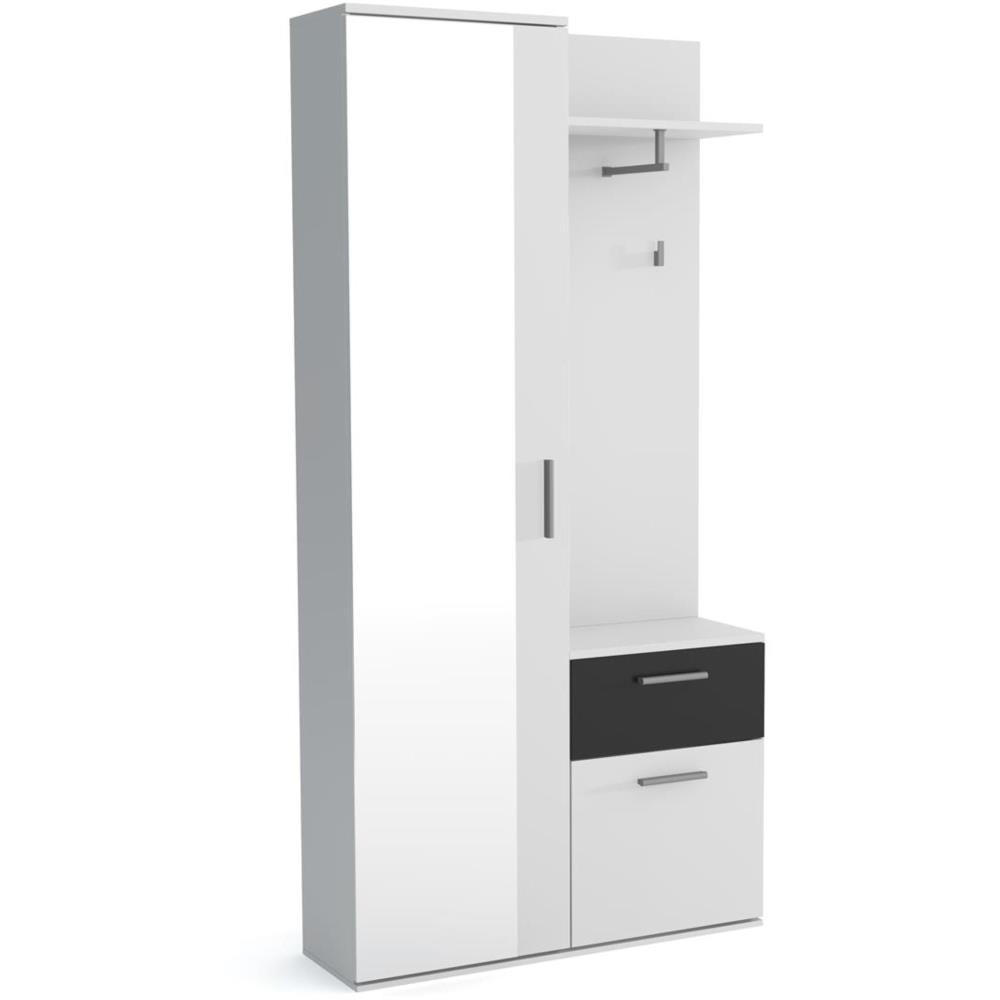 GARDEROBE Justin 97/196/30 weiß+schwarz - Weiß, Holzwerkstoff/Kunststoff (97/196/30cm) - Beautysofa