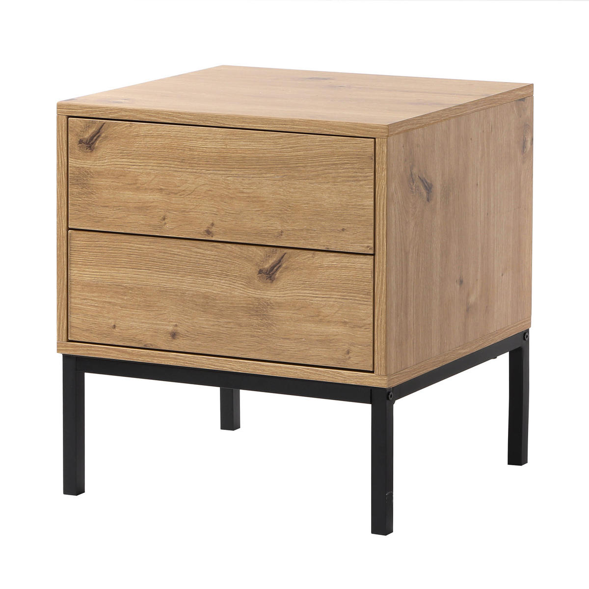 NACHTTISCH mit 2 Schubladen Holzdekor 45/40/50 cm - Eichefarben, Holzwerkstoff (40/50/45cm) - Calicosy