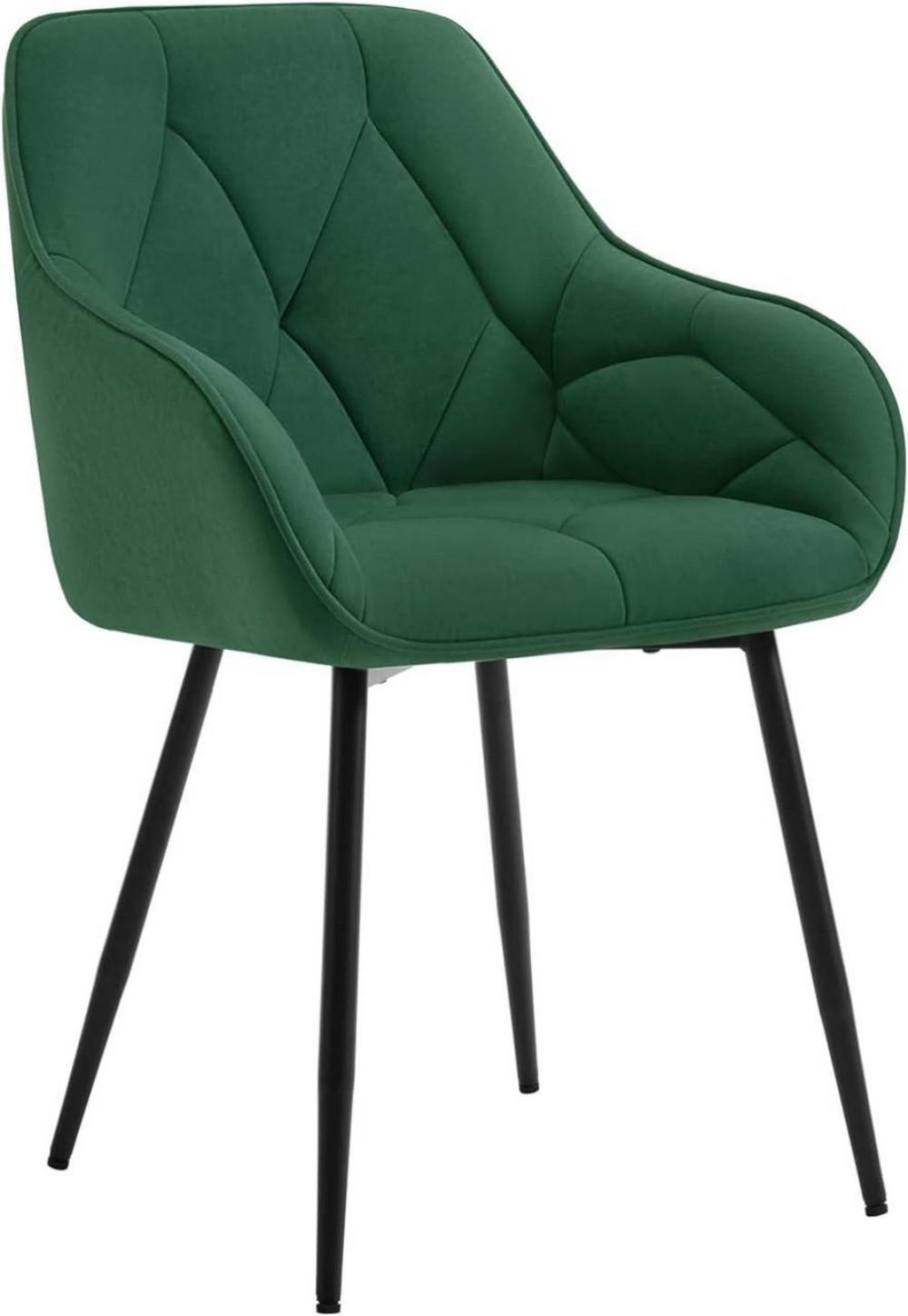 ESSZIMMERSTUHL ergonomisch, aus Samt, Dunkelgrün - Dunkelgrün/Schwarz, Kunststoff/Textil (56/83.5/53cm) - Woltu