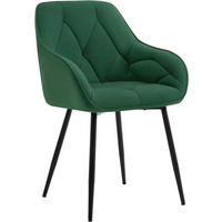 ESSZIMMERSTUHL ergonomisch, aus Samt, Dunkelgrün - Dunkelgrün/Schwarz, Kunststoff/Textil (56/83.5/53cm) - Woltu