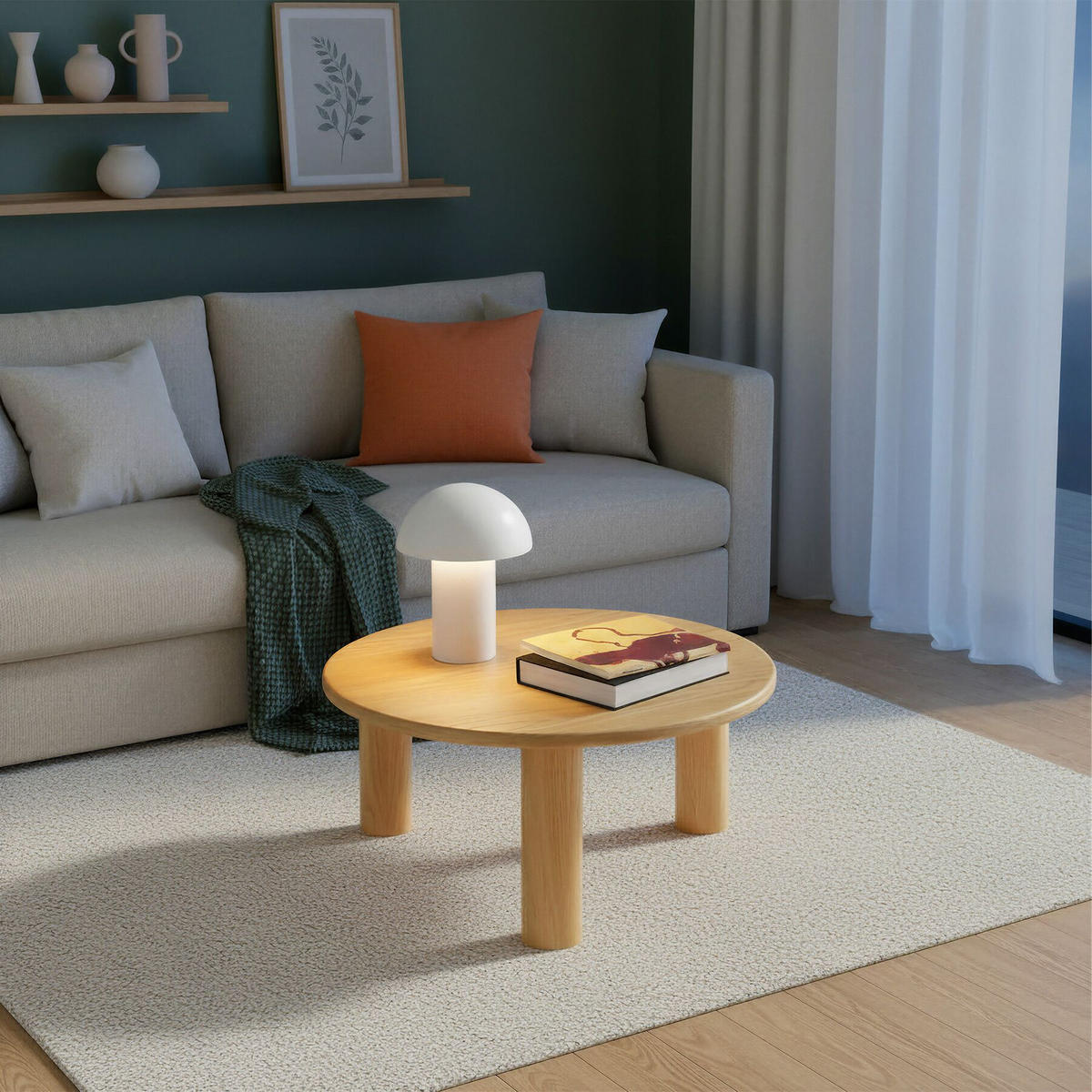 COUCHTISCH Sisi,bodenschonende Filzgleiter,Eiche hell - Eichefarben, Holz (80/80/35.5cm) - tectake