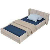 POLSTERBETT 90/200 mit Chenille und gepolstertem Kopfteil in Beige - Beige, Holzwerkstoff/Textil (90/200cm) - EVRYAE