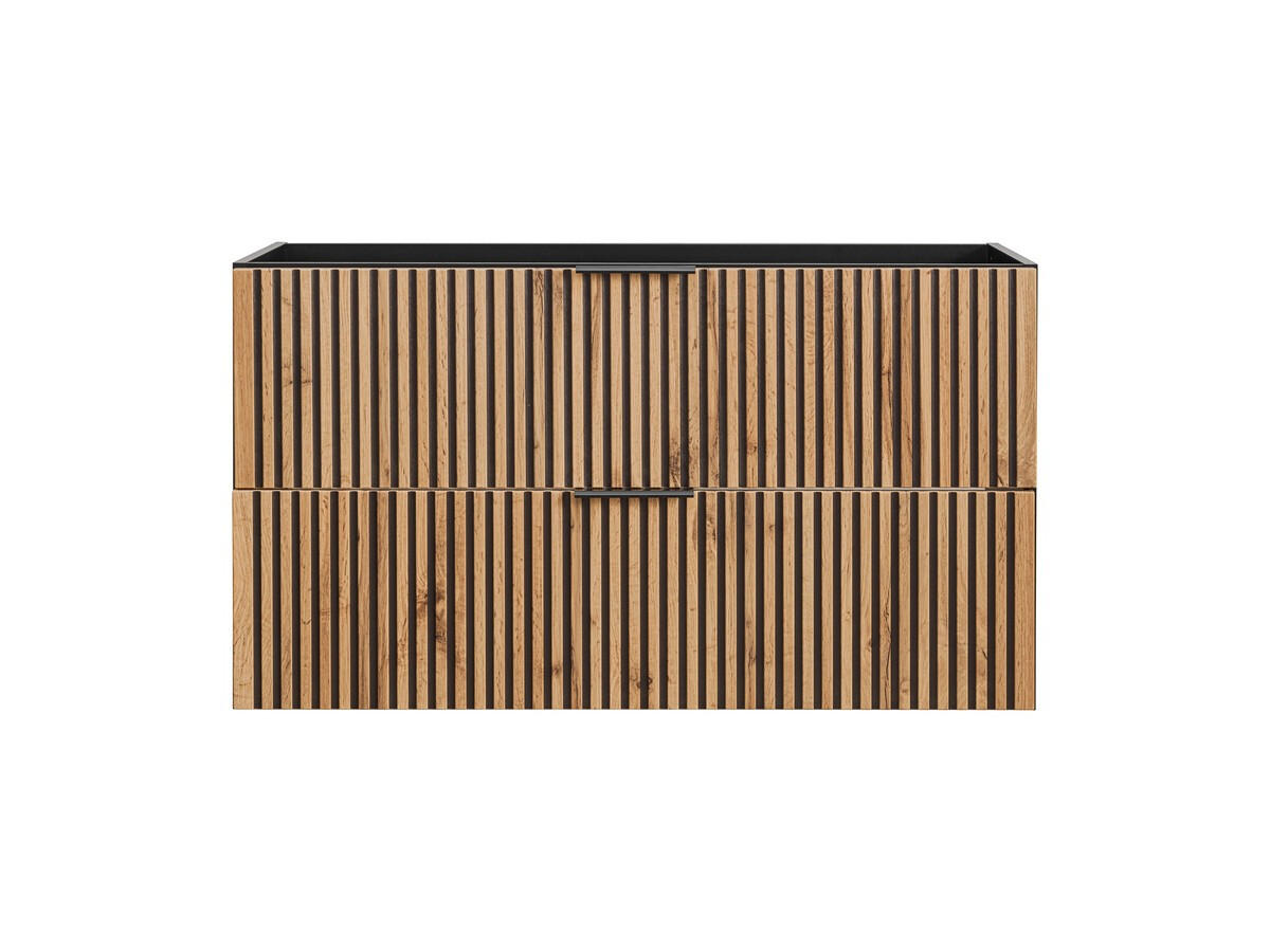 BADMÖBEL-SET 8 Teile - Xilo X BM04 in Wotan Oak/Gray Rock - Eiche Wotan/Schwarz, Holz/Metall (100/140/46.5cm)