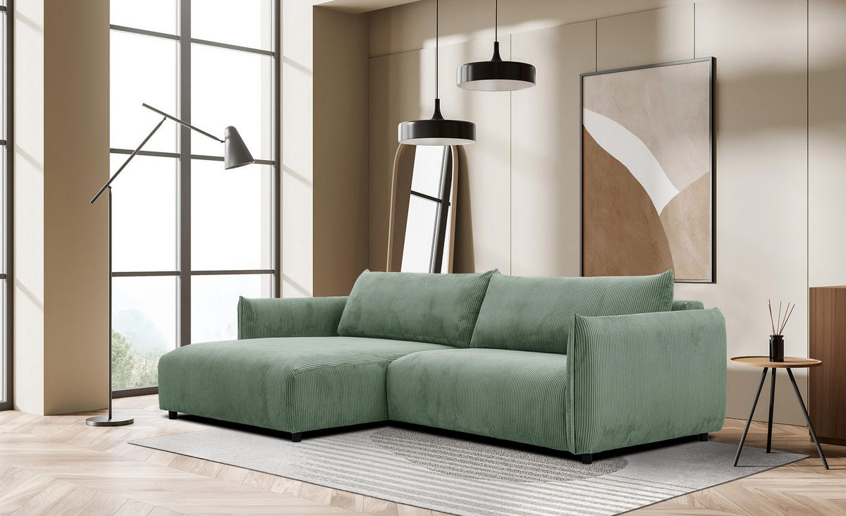 ECKSOFA TAUER 5-Sitzer, mintgrün - Schwarz/Mintgrün, Holzwerkstoff/Kunststoff (174/292cm) - Courtois Laville