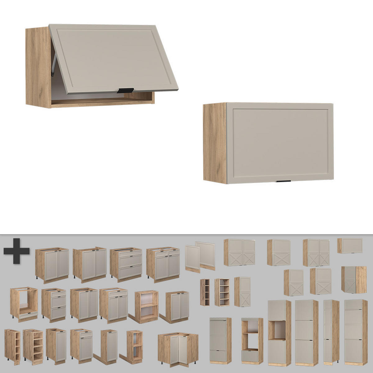 HÄNGESCHRANK Fame-Line GrauBeige 60 cm Flach - Honigeiche/Eiche Wotan, Holzwerkstoff (60/40/34.1cm) - Vicco
