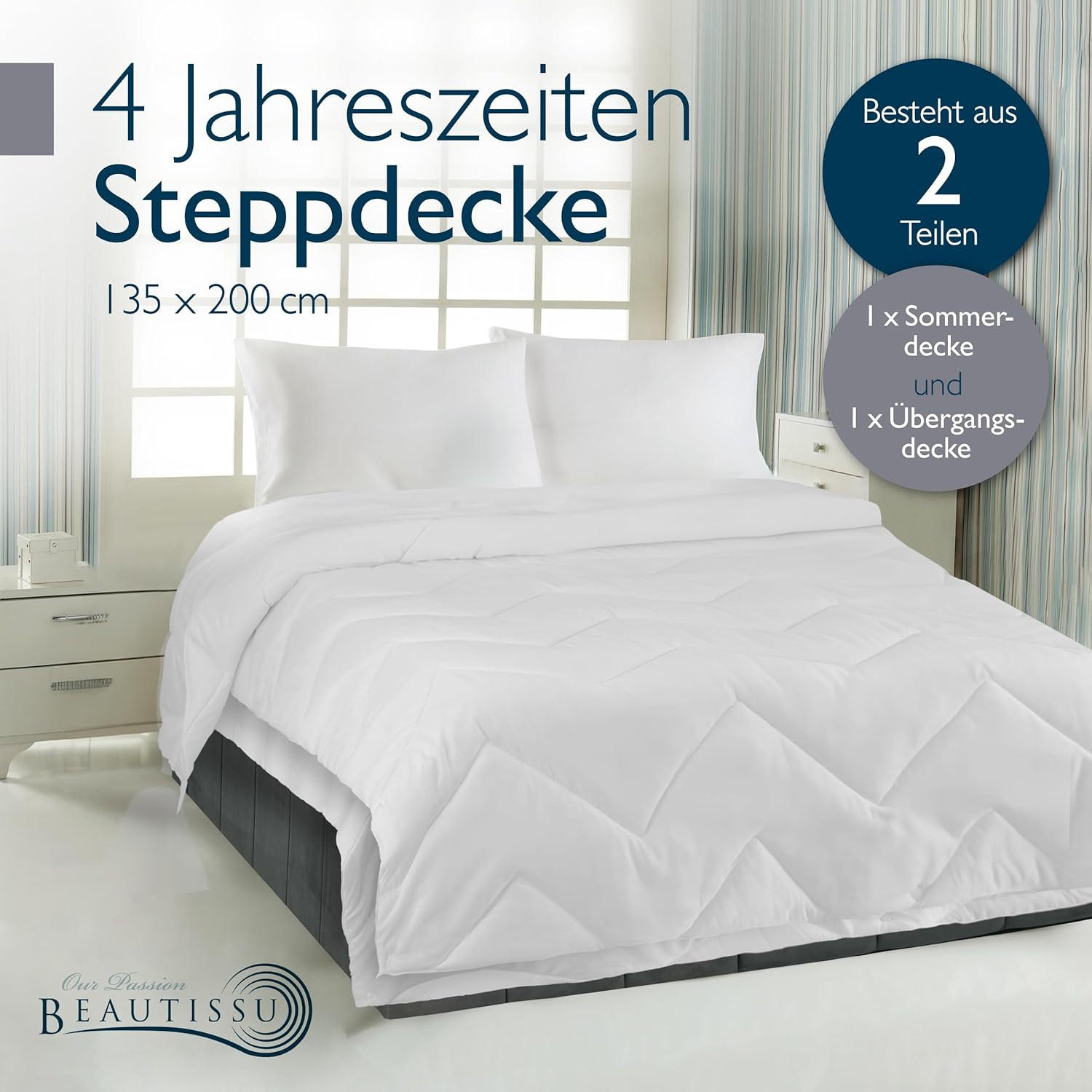 BETTDECKE BeauNuit FS 135/200 cm 4 Jahreszeiten - Weiß, Textil (135/200cm) - Beautissu 